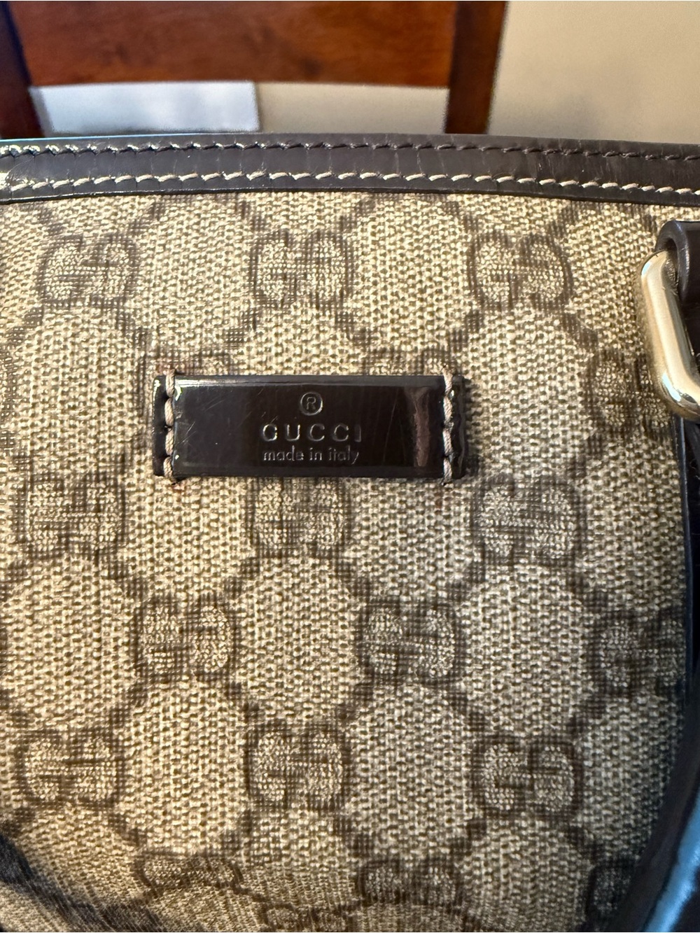 Gucci Beige & Brown Monogram Boston Bag - Picture 2 of 7